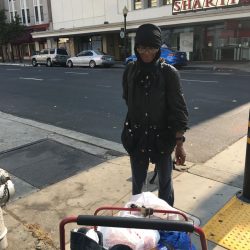 An image of a homeless woman
