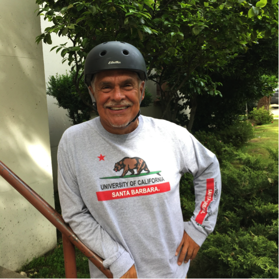 An image of a smiling older man Mercy pedaler volunteer